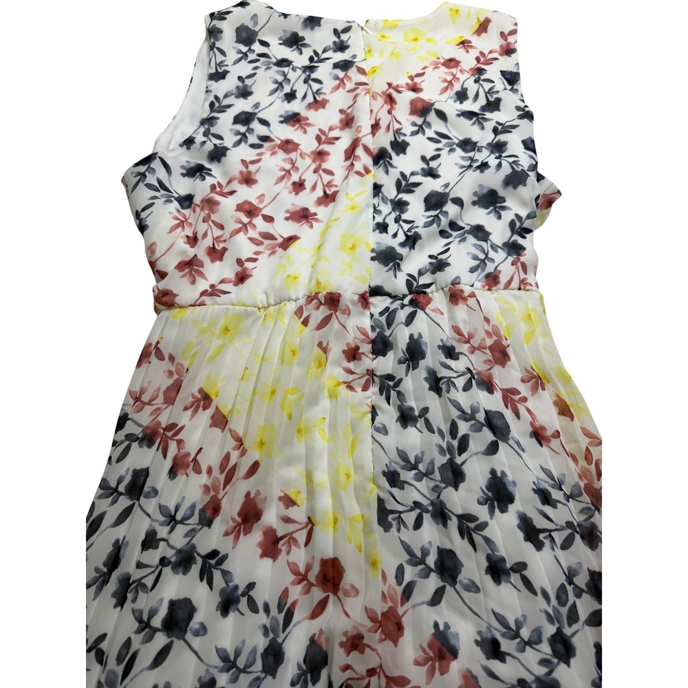 C. Est. 1946 Floral Pleated Maxi Dress XL Sleeveless Belted White Navy Yellow